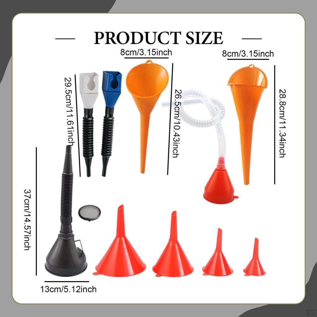 Oil Funnels Set Versatile for Garage Car Accessories Workshop Equipment