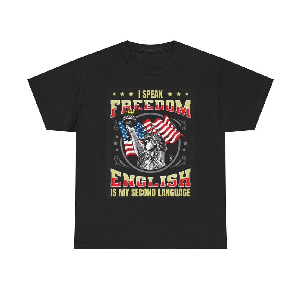 I Speak Freedom Graphic T Shirt American Flag Fire Retro Unisex Heavy Cotton Tee Unisex T-Shirt M