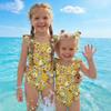 Girls One Piece Swimsuit Floral Print Sleeveless Summer Beachwear Kids Swimwear Comfortable Fit Lightweight Fabric