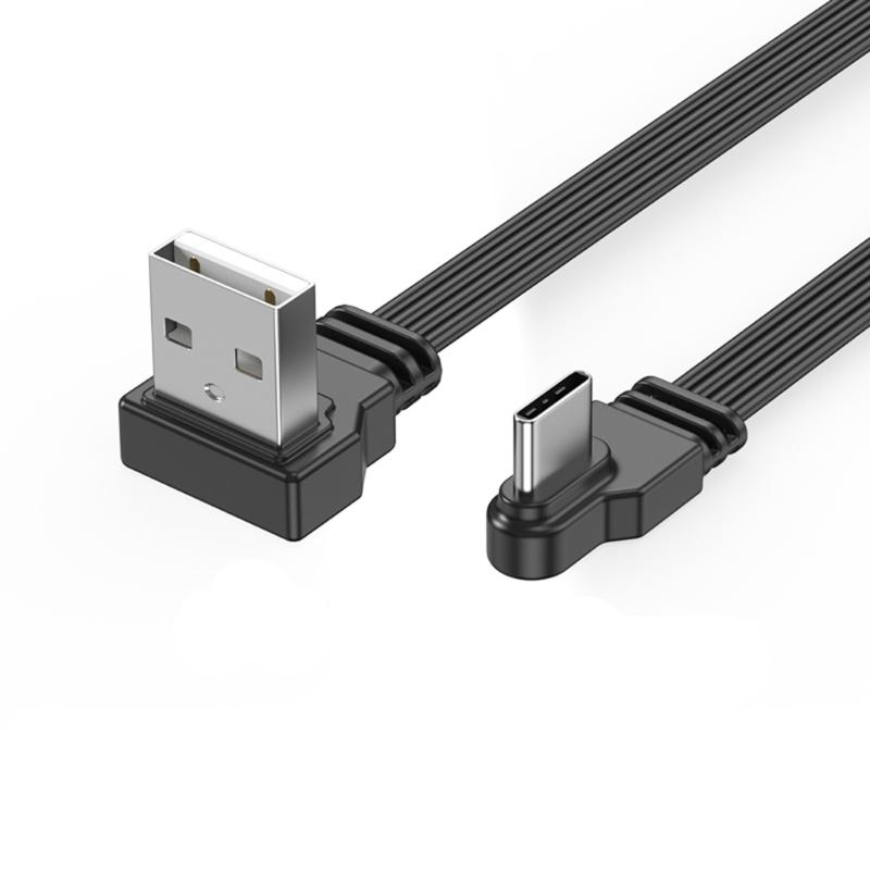 10CM-100CM Flat Flexible straight&Up & Down & Left & Right Angled 90 Degree Usb Male to Type C Male charging and Data Cable