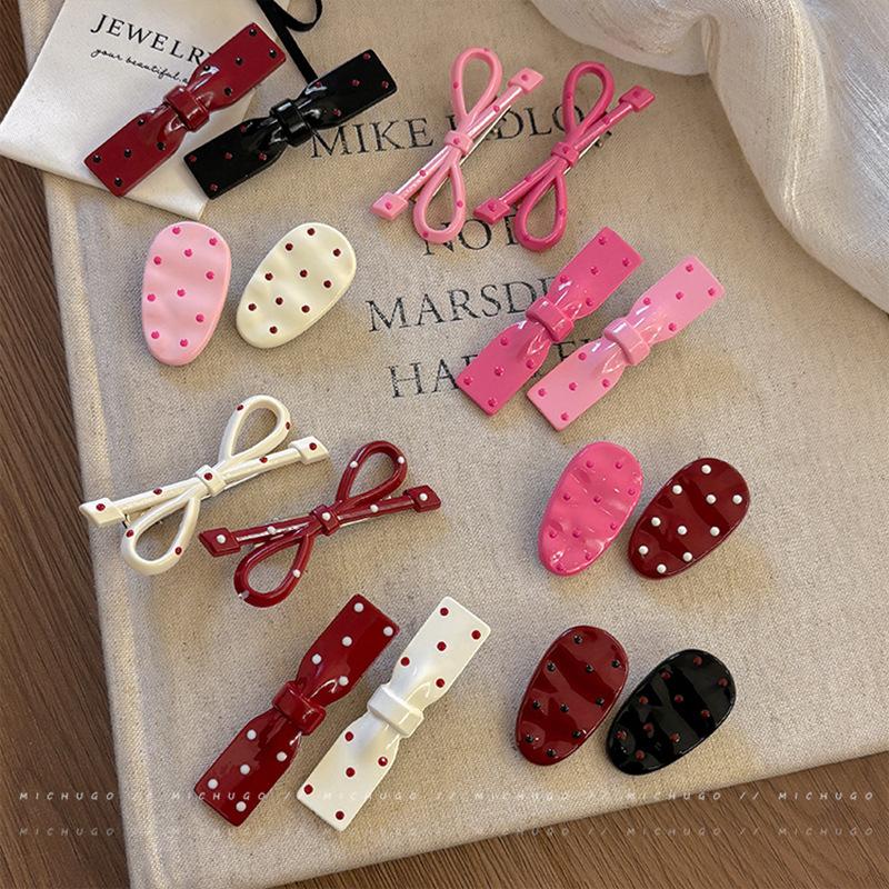 16Pcs Polka Dot Patent Leather Hair Clip Set,bow Oval Style Mixed Color Hair Clip for Women,cute Side Broken Hair Clip Headband