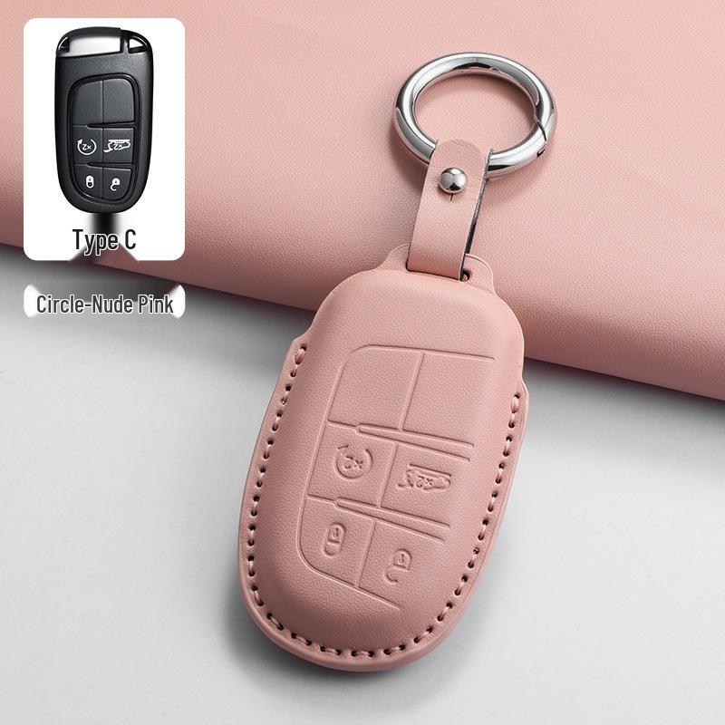 Leather Car Key Holder for Jeep Compass and Dodge Renegade