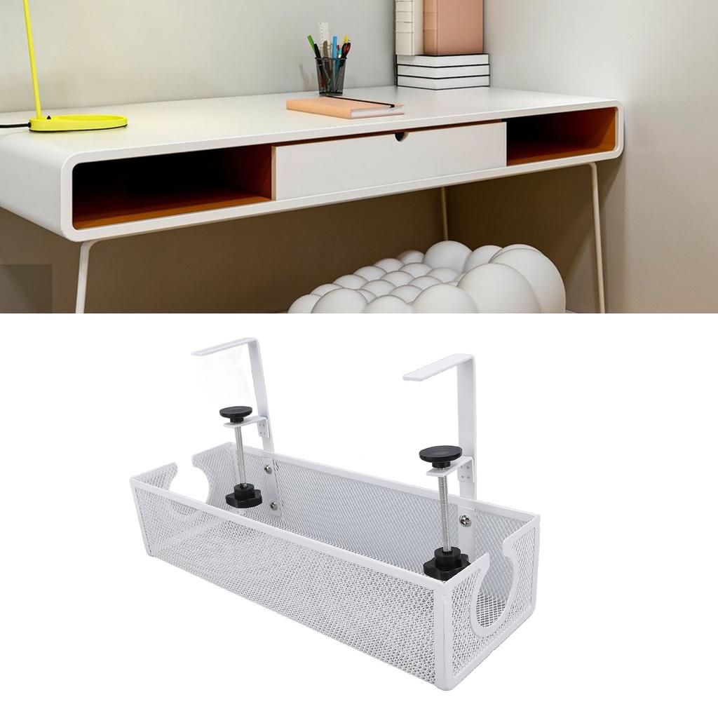 Under Desk Cable Management Tray Carbon Steel Side Round Hole Trapezoidal Desk Cord for Study