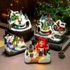 Verschiedene weihnachtliche drehende leuchtende musikalische Harz-Musikbox-Ornamente Weihnachtsgeschenk