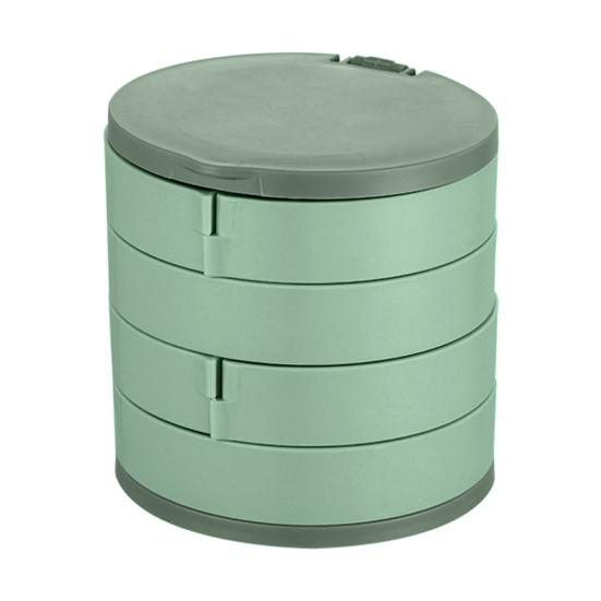 קופסת אחסון לתכשיטים פלסטיק רב-שכבתית אטומה לאבק עמידה בפני לחות סיבוב 360 מעלות מארגן תכשיטים עם מראה מובנה