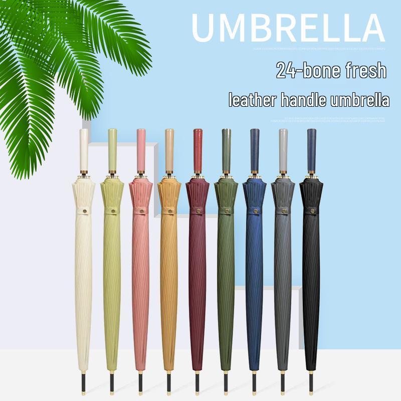24-Rib Windproof Extra-Large Automatic Umbrella, Long Handle, for Men and Women, Customizable Logo