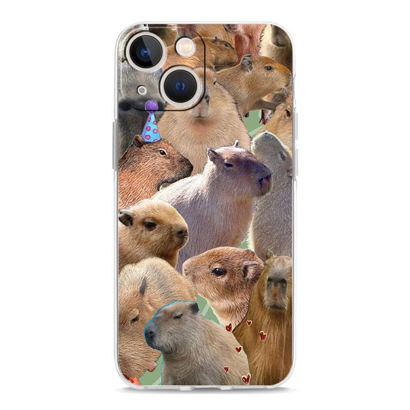 Cute Capybara Luxury Transparent Phone Case For iPhone 15 16 14 13 12 11 Pro Max XS X XR SE 7 8 Plus Clear Lens Protect Cover