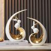 Modern Creative Rabbit Ceramic Ornaments Office Cafe Table Sculpture Gift Crafts Home Living Room Bookshelf Desk Figurines Decor