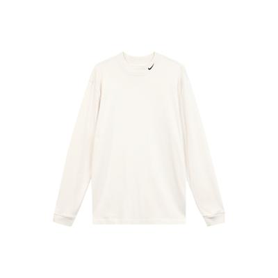 Solid Color Logo Print Crew Neck Pullover Long Sleeve T-Shirt Men Tops White DX5869-030