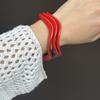 Vintage Wide Geometric Red Resin Acrylic Smudging Bangles Irregular Chunky Bracelets Bangle Jewelry for Women Summer Gift