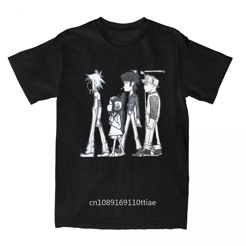 Death Metal Band Gorillaz T Shirts Men's 100% Cotton Leisure T-Shirts Round Neck Trending Tees Short Sleeve Clothes 4XL