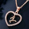 Heart Letters 26 Love Crystal Women Silver Plated Chain Jewelry Necklace