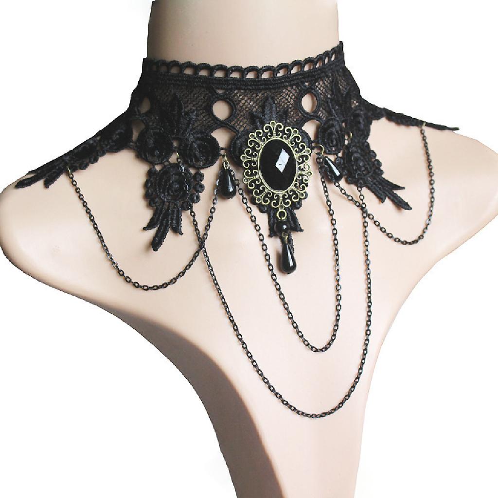 Koreanische Mode Samt Halsband Halskette für Frauen Vintage Sexy Spitze Halskette mit Anhänger Gothic Mädchen Hals Schmuck Zubehör
