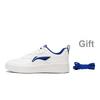 Li Ning Chuyun Fashion Trend Versatile Wear Resistant Lightweight Increased Height Low Top Skate Shoes Men Sneakers Off-White Blue AGCV189-6