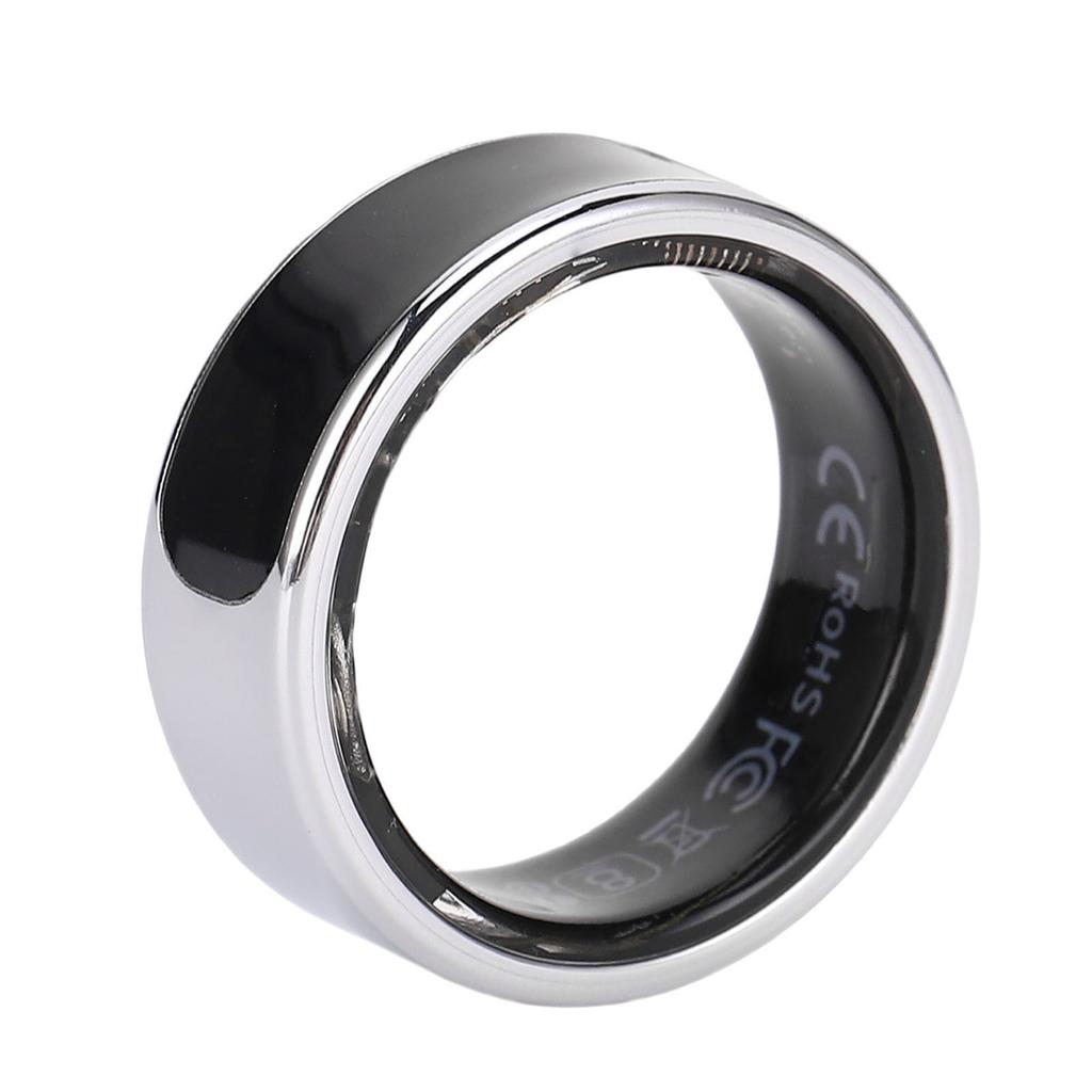 Smart Ring Sports Sleep Monitoring Gesture Control Stainless Steel Health Tracker Ring with Display Screen 8 Diameter: