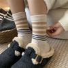 Korean Retro Contrasting Striped Wool Socks For Children, Popular Thickened And Velvet Warm Simple Confinement Stacking Socks
