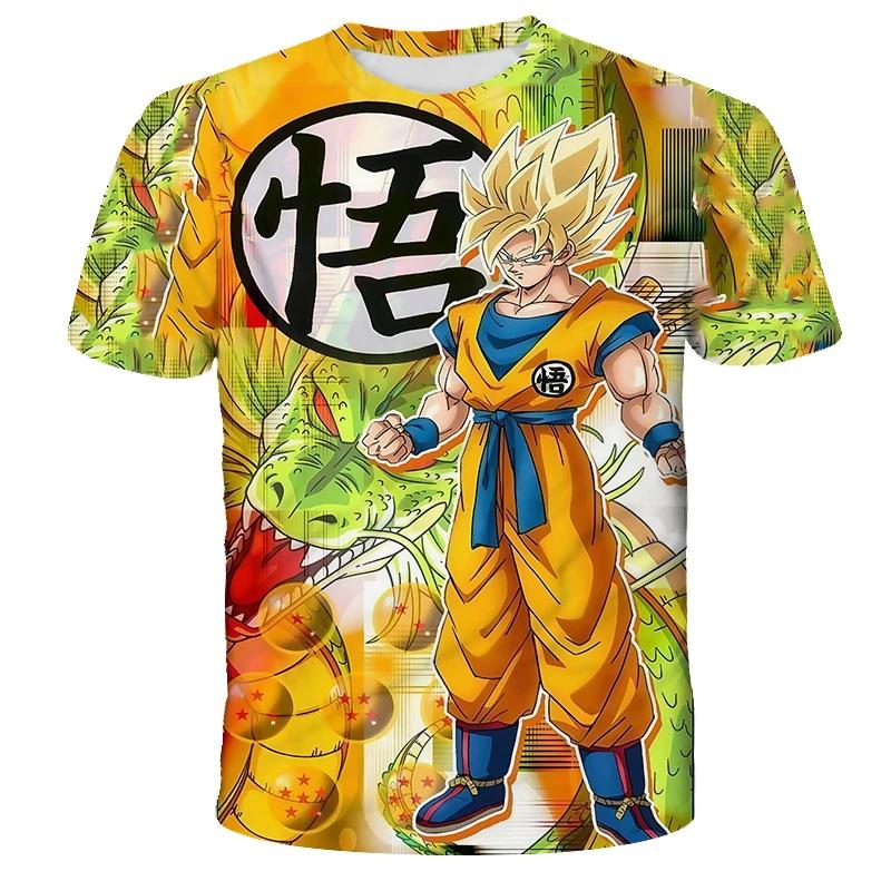 2026 Summer Dragon Ball Retro Fitness T-shirt Men's Oversized 3D Printed Short-sleeved Family Unisex Children's Sports Shirt