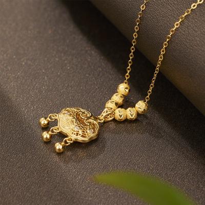 S925 zilver veiligheidsslot ketting Chinese etnische stijl dubbelzijdig filigraan uitgesneden Ruyi lang leven slot sleutelbeenketting sieraden