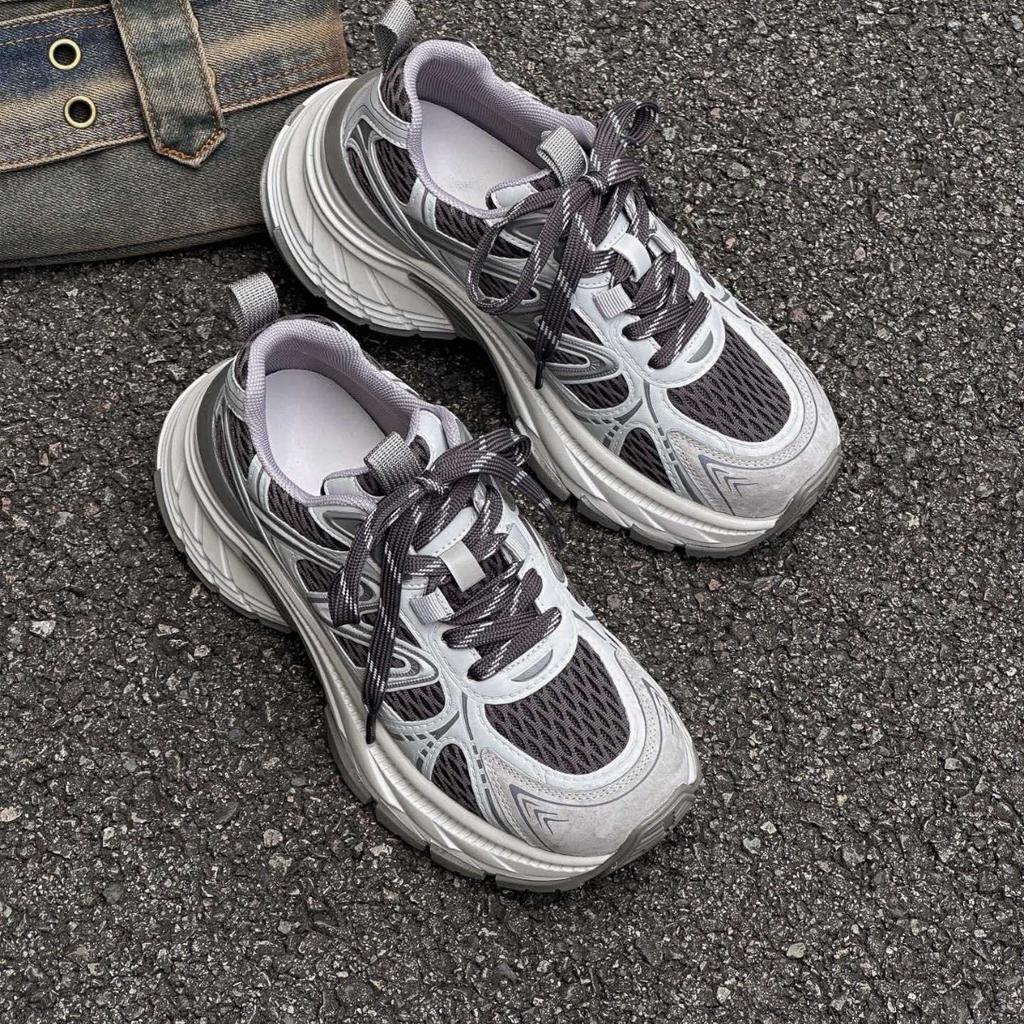 2025 summer new mesh breathable platform dad shoes women's versatile casual fashion lightweight niche sports shoes ins