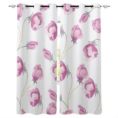 Pink Flower White Blackout Curtains For Living Room Bedroom Printed Window Treatment Drapes Home Decor