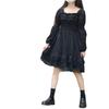 Hepburn-Style Black Dress with Lace-Spliced Puff Sleeves for Autumn - Elegant & Luxurious Design