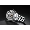 OLEVS Men's Skeleton Automatic Mechanical Dress Watch Silver Tungsten Steel Band Water-Resistant Sapphire Crystal Bracelet