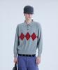 NOISE Argyle Crop Collar Knit_[Melange Gray]