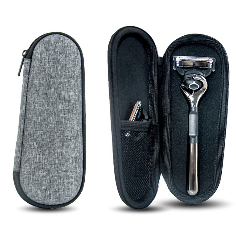 Male Shaver Storage Box Waterproof EVA Razor Travel Case with Mesh Pocket/Zipper Shaver Bag Shakeproof for Gillette Mens Razor