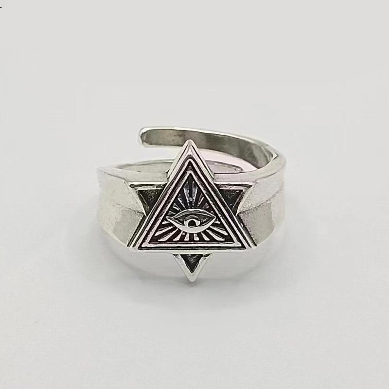 Retro Eye of Providence Ring For Men Golden Zinc Alloy Color Punk Gothic Adjustable Open Ring Unisex Zircon Accessories Trendy Gift