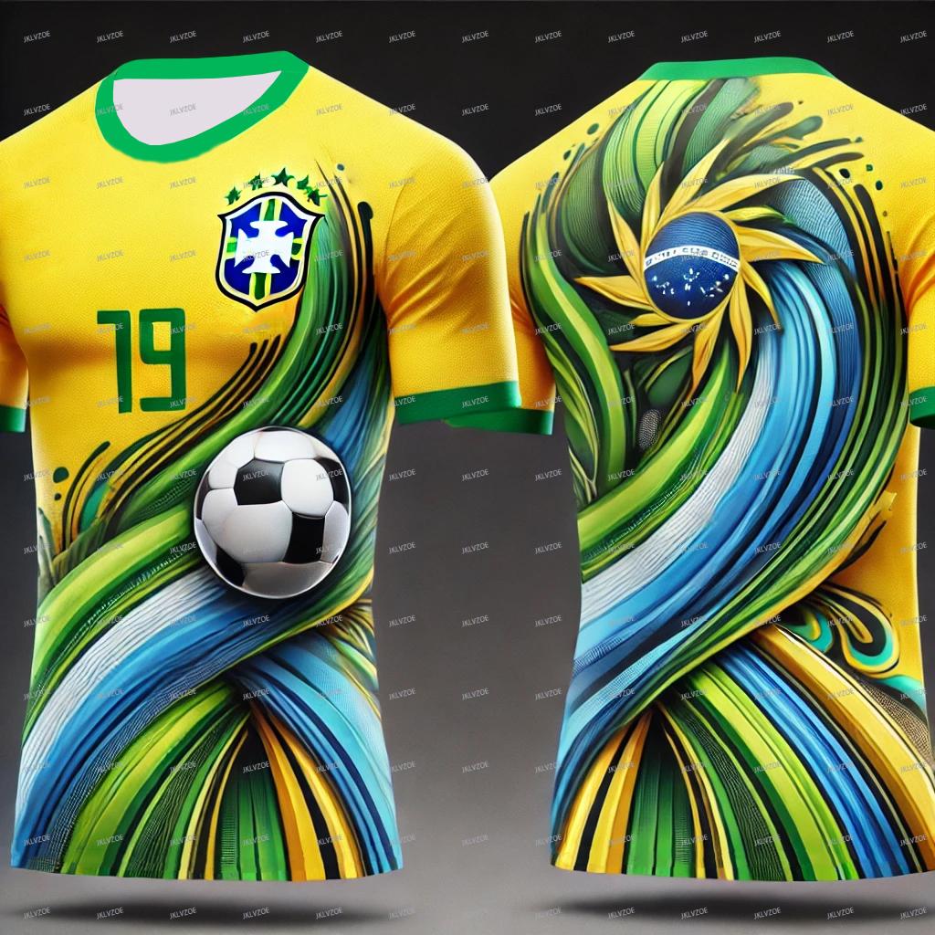 

CHATGPT Designed New Football Training Jersey 3D Printing Oversized Men s Children Short Sleeve Brazil Green Women T-Shirt 5XL