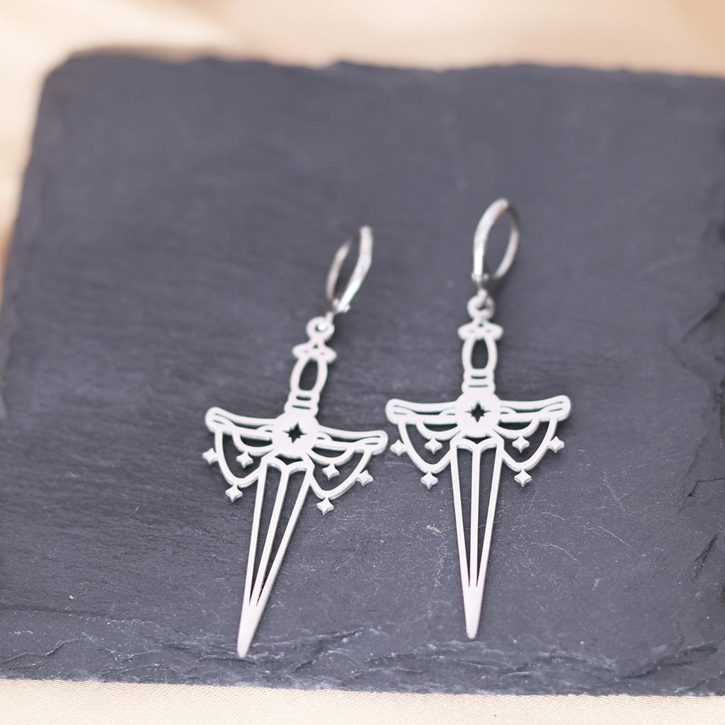 Kinitial Stainless Steel Bulldog Unicorn Dragon Fairy Turtle Sword Death Moth Earrings For Women Trendy Piercing Jewelry