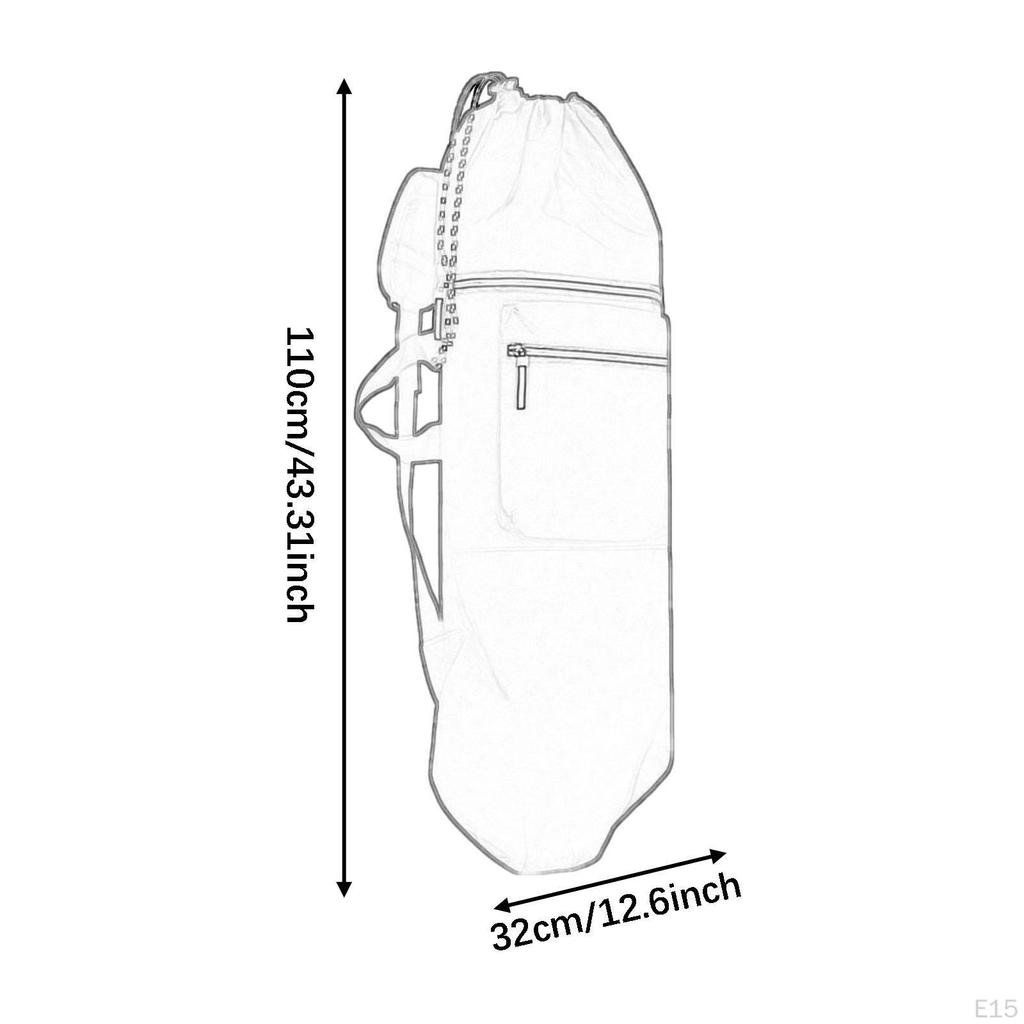 Skateboard Backpack Drawstring Closure Multifunctional Lightweight Longboard Carry Bag Organizer for