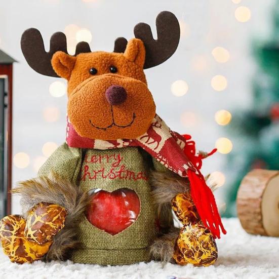 Christmas Apples Gift Bag Zipper Holiday Gift Pouch with Santa & Snowman Print Reusable Packaging for Candy Toys And Presents