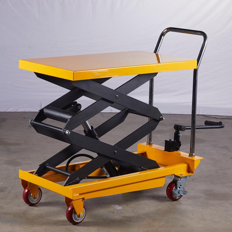 Electric Foot-Operated Platform Cart: Compact Manual Hydraulic Lifting Trolley for Warehousing