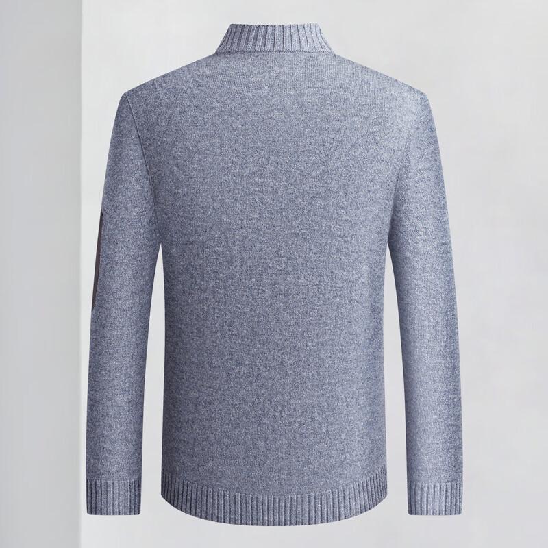 Luozi Men's 7-Gauge Thickened Half-Zip Stand Collar Wool Sweater
