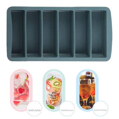 Bac à glaçons longs à 6 compartiments Cuisine Réutilisable Moule à glaçons en silicone Sans BPA Machine à glaçons Silicone de qualité alimentaire Fabricant de glaçons