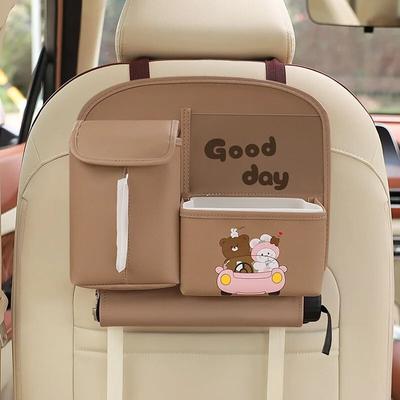 Organizer in pelle PU per bambini Scatola per fazzoletti per seggiolino auto Bidone della spazzatura Accessori da viaggio Organizer per sedile posteriore per auto