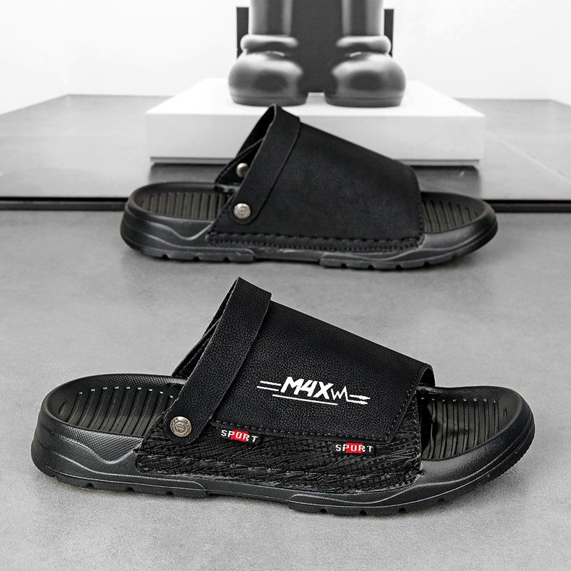 

High-quality sandals 2025 spring and summer men s slippers live broadcast hot models two wear soft-soled cool slippers Sandal 39 чорний