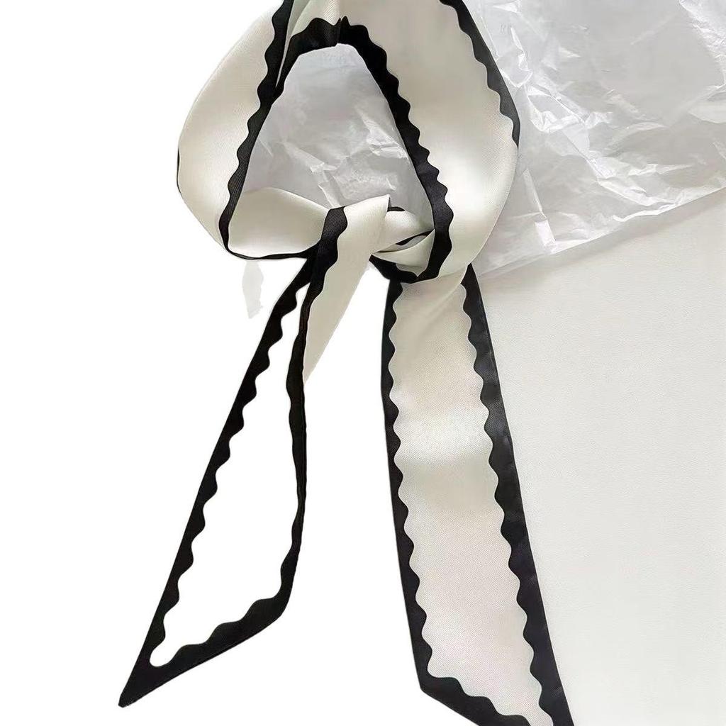 Eșarfă de mătase cu dungi pentru femei: Accesoriu versatil de primăvară/vară pentru gât și elastic de păr