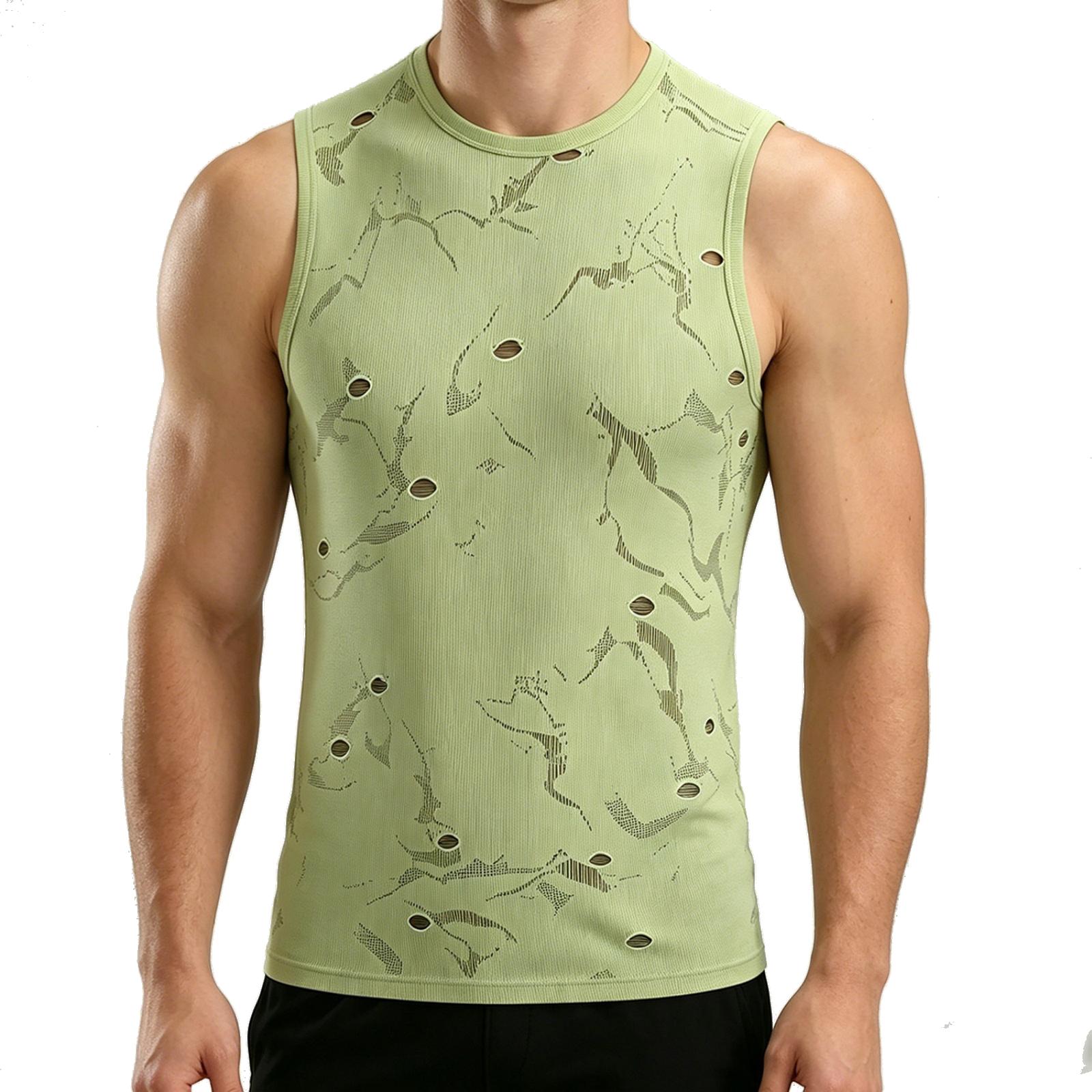 

Men s Knitted Hole-front Pullover, Breathable And Quick-drying, Sleeveless, Suitable For Fitness, Running, Sports And Outdoor Activities. XL світло-зелений колір