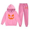 Kids Hoodie and Sweatpants Set with Halloween Print for Holiday Wear