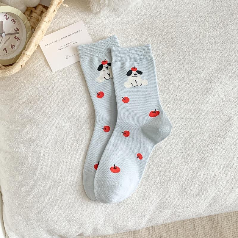 Funny Socks Animals Cartoon Dog Print Japanese Kawaii Cute Socks Women Korean Style Casual Harajuku Streetwear Middle Tube Socks