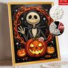 DIY Frameless Pearl Painting Kit Jack Skeleton Pumpkin Pattern 3D Shiny Bead Art Canvas Relaxing Creative Craft Gift Home Decor Wall Art