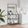 Vidaxl Kitchen Shelf with Hooks, 4-Tier, Grey Sonoma Oak