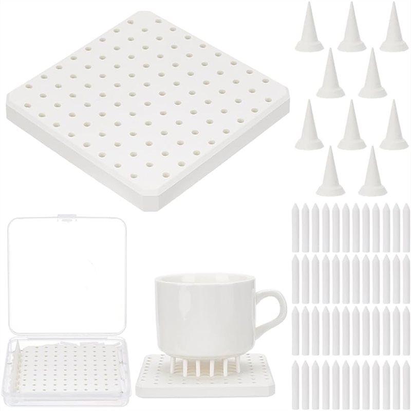 Premium- Firing Mat With About 60 Reusable Kiln Support Stilts 10 Pyramid Nails For Home Studio Clay Art Projects