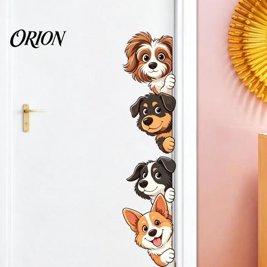 Durable Sunproof Vinyl Stickers Cartoon Puppy Wall Sticker, Easy Apply Waterproof PVC Decal, Creative Flexible Cut to Size Dog Pattern Glass
