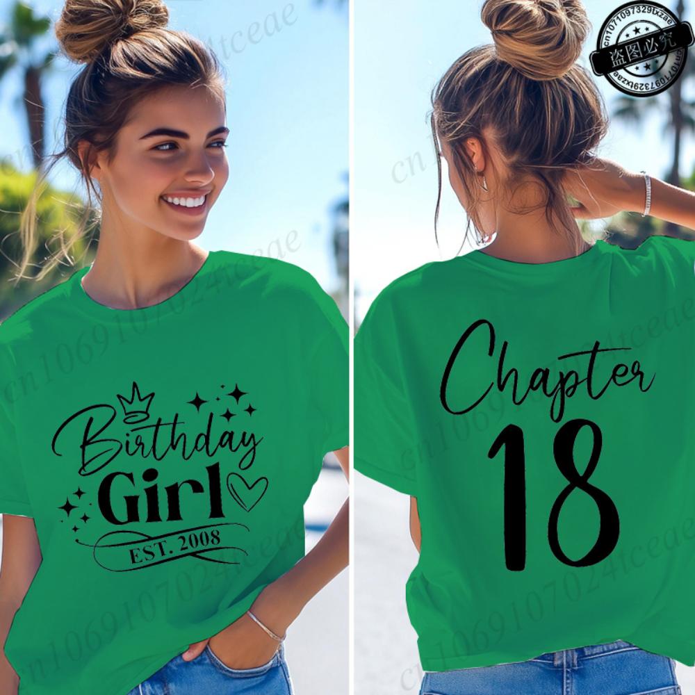 Geburtstagskind Est. 2008 Damen T-Shirts Lustige Geschenke für Mädchen T-Shirts Kapitel 18 18. Geburtstag Mädchen Grafik-Tops Damenbekleidung