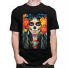 Individuelles Mexikanisches Catrina Zuckerschädel Dame T-Shirt für Herren Reines Baumwoll-T-Shirt Mode-Tee Kurzarm-T-Shirts Schlanke Passform