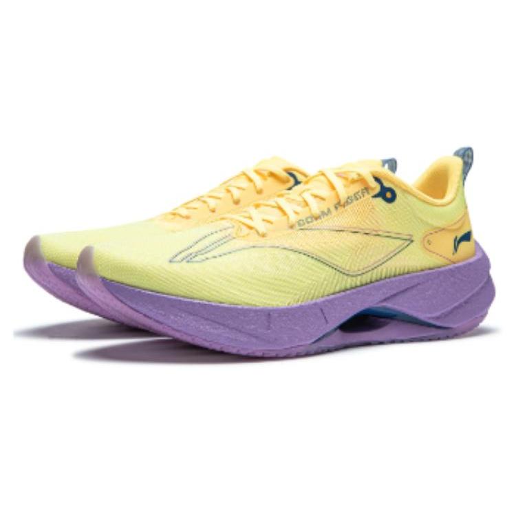 New LiNing Super Light 21 Cushioning Anti Slip Wear Resistant Breathability Low Top Running Shoes Women's Yellow Purple ARBU002-42