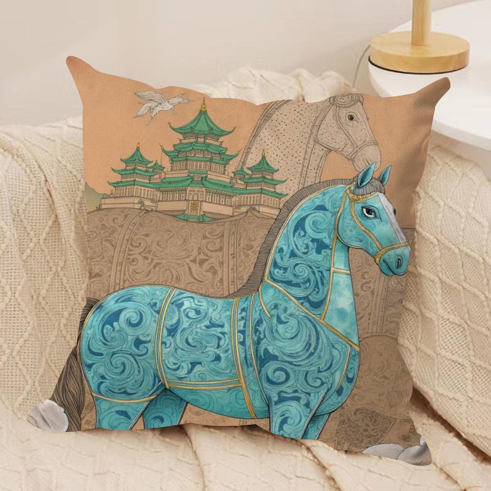 Luxury Dream Pegasus Cushion Cover Silky Short Plush DoubleSided Printed Pillow Case for Sofa All Seasons Home Decor Gift